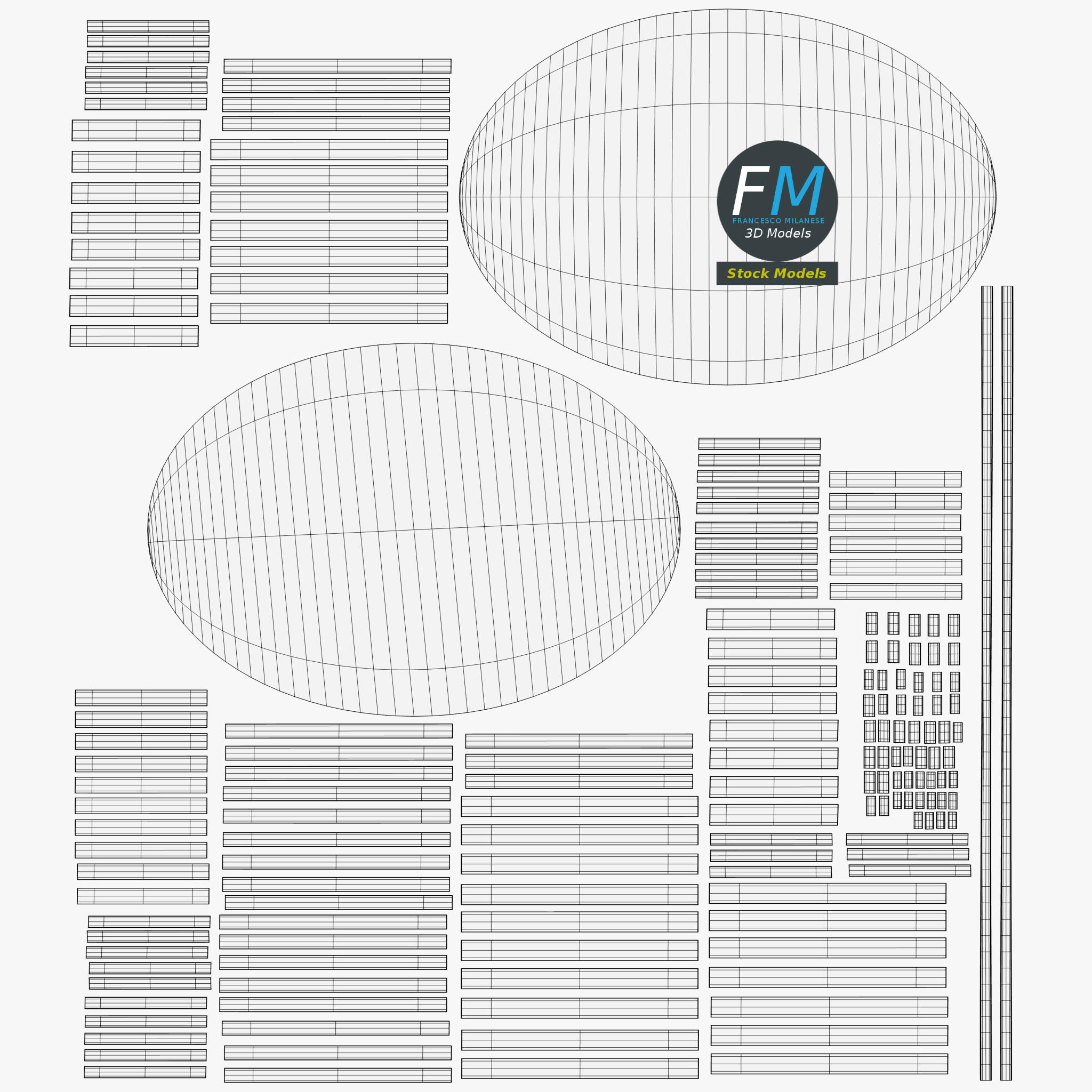 3D-Modell - Ovaler Holztisch mit Gittergestell - 11 3D-Modell - Ovaler Holztisch mit Gittergestell - 11