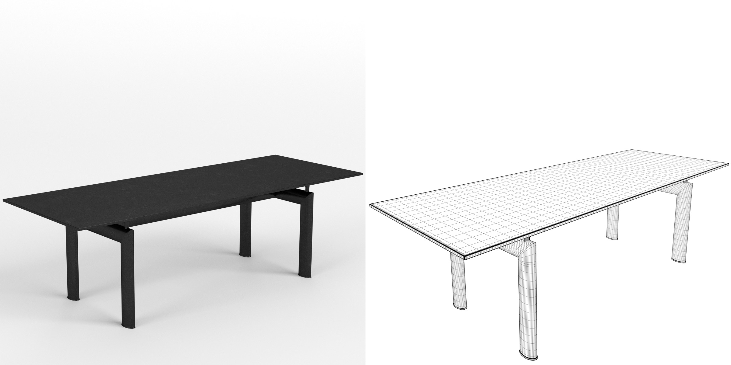 3D-Modell - Moderner Rechteckiger Schwarzer Tisch