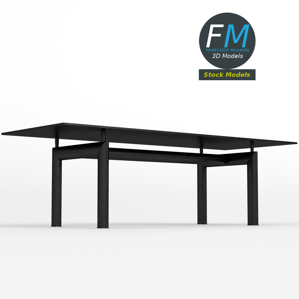 3D-Modell - Moderner Rechteckiger Schwarzer Tisch - 03