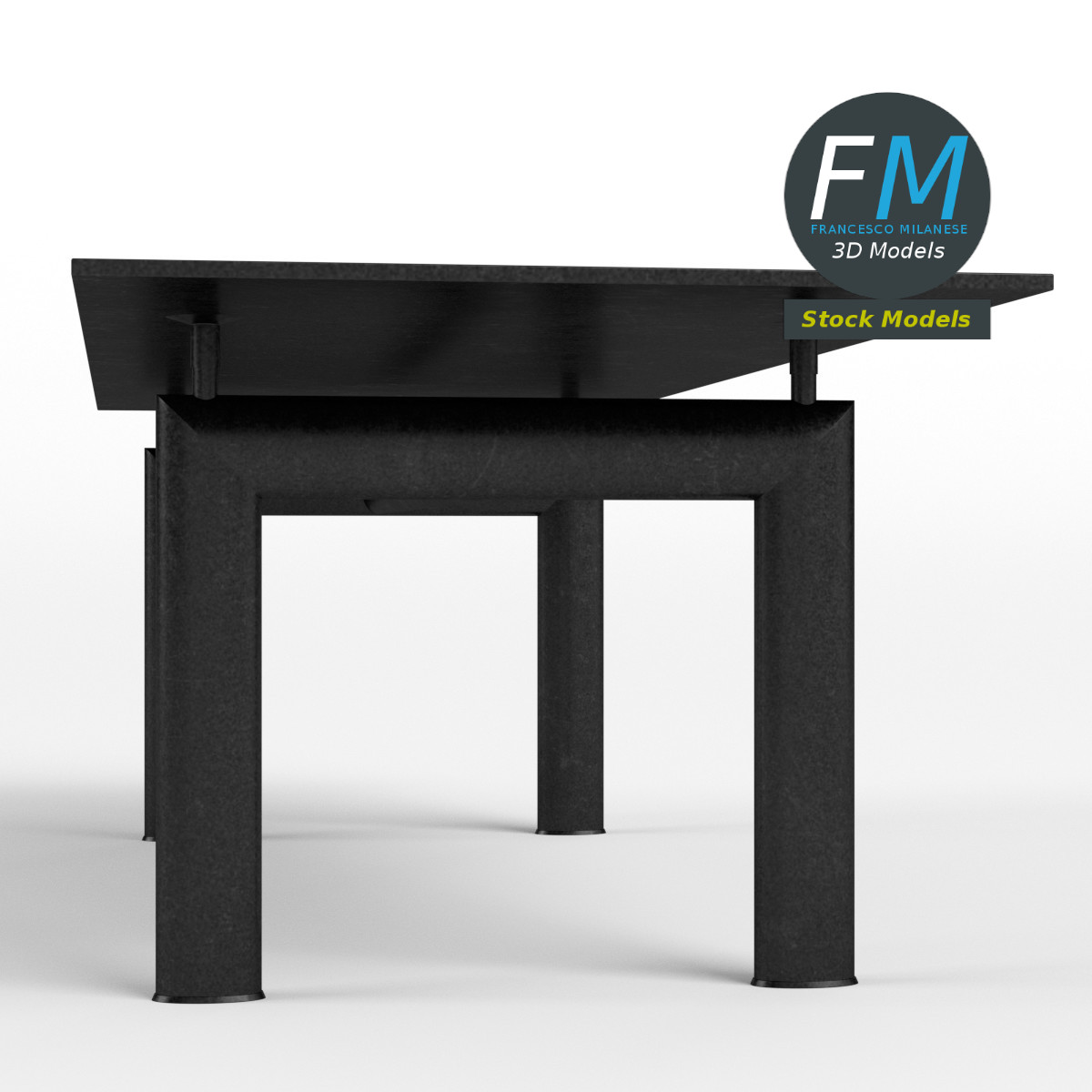 3D-Modell - Moderner Rechteckiger Schwarzer Tisch - 04