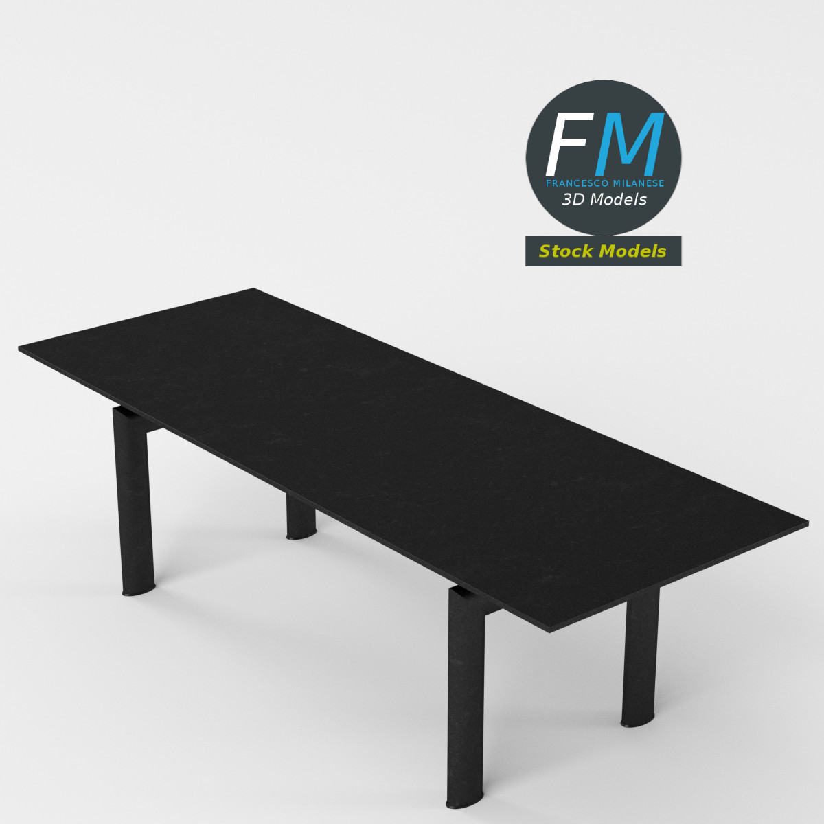 3D-Modell - Moderner Rechteckiger Schwarzer Tisch - 05