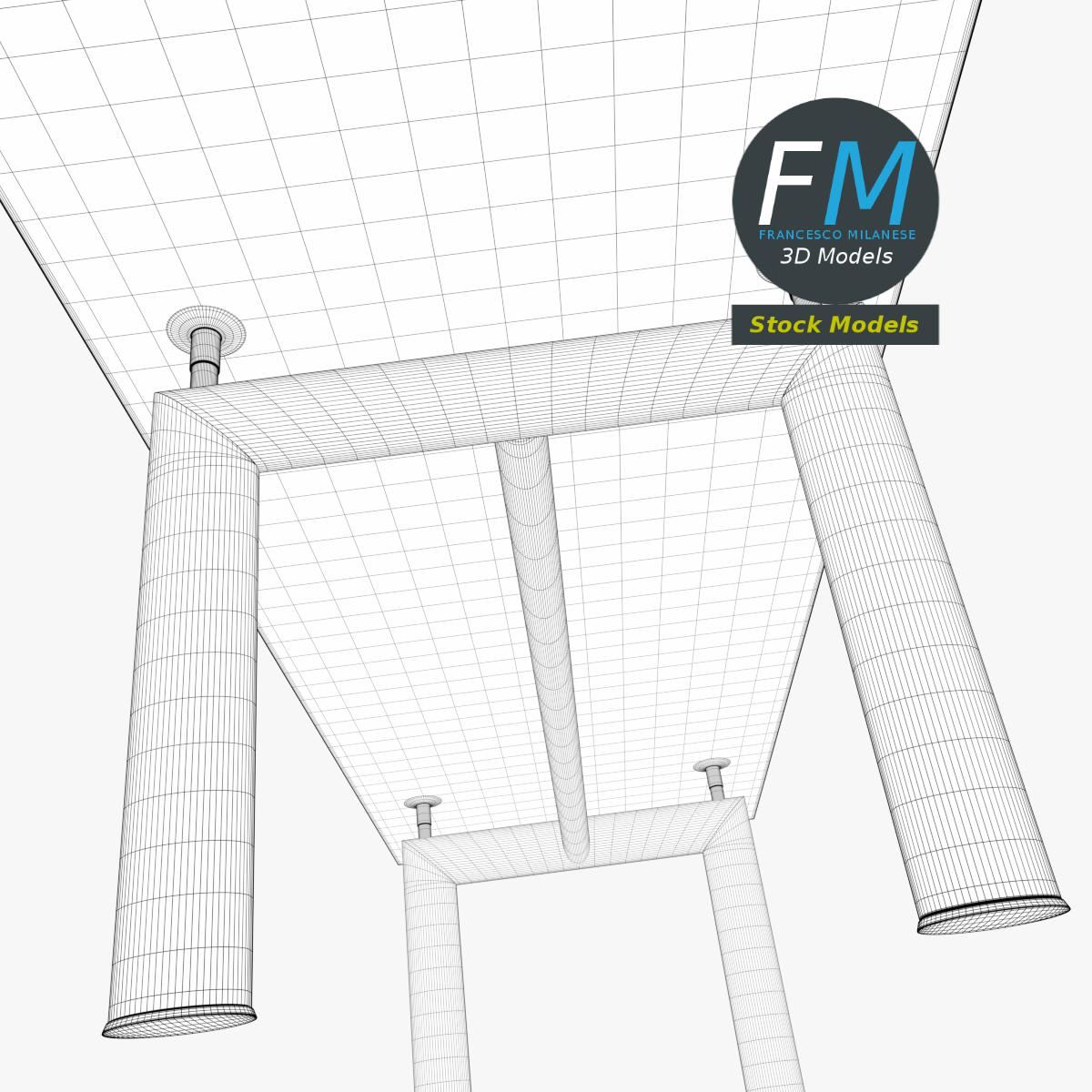 3D-Modell - Moderner Rechteckiger Schwarzer Tisch - 08