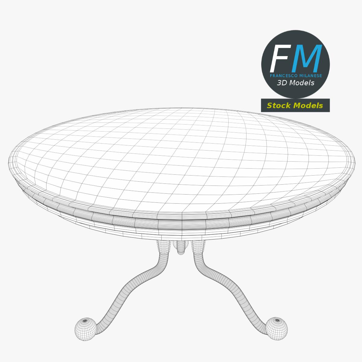3D-Modell - Runder Holztisch mit Säulenfuß - 07