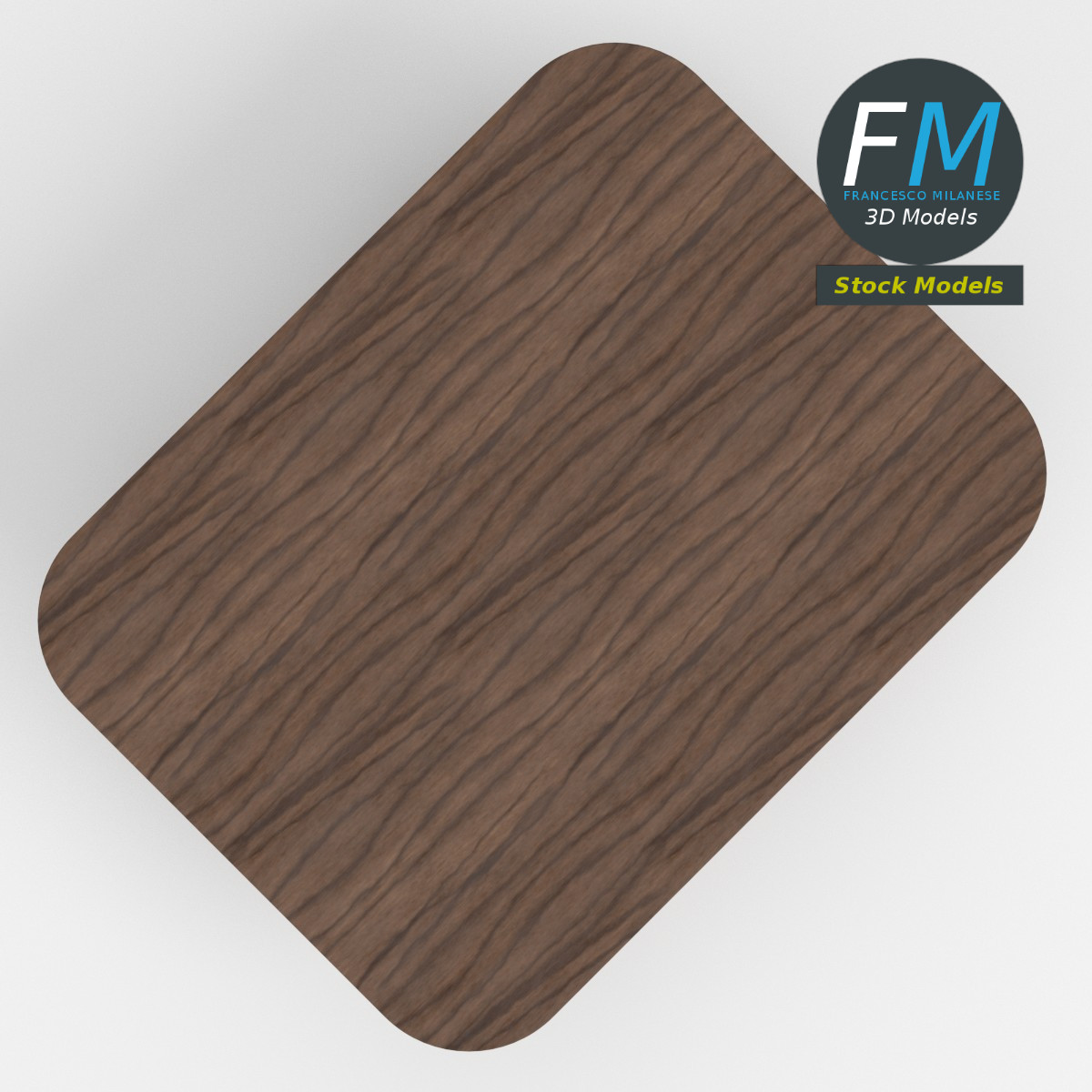 3D-Modell - Niedriger Holztisch mit Gebogenen Beinen - 06