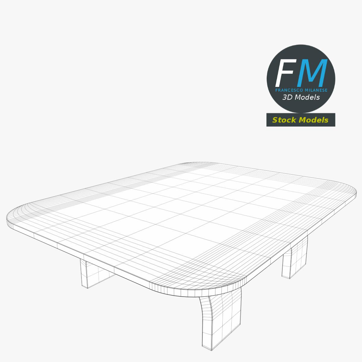 3D-Modell - Niedriger Holztisch mit Gebogenen Beinen - 07
