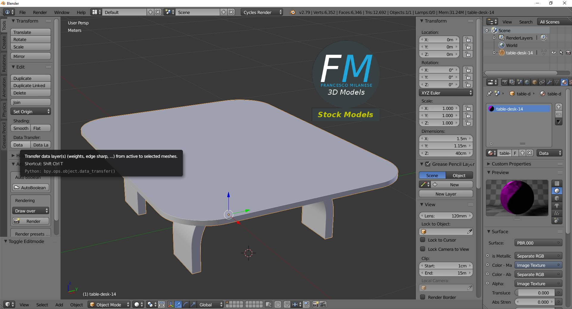 3D-Modell - Niedriger Holztisch mit Gebogenen Beinen - 09