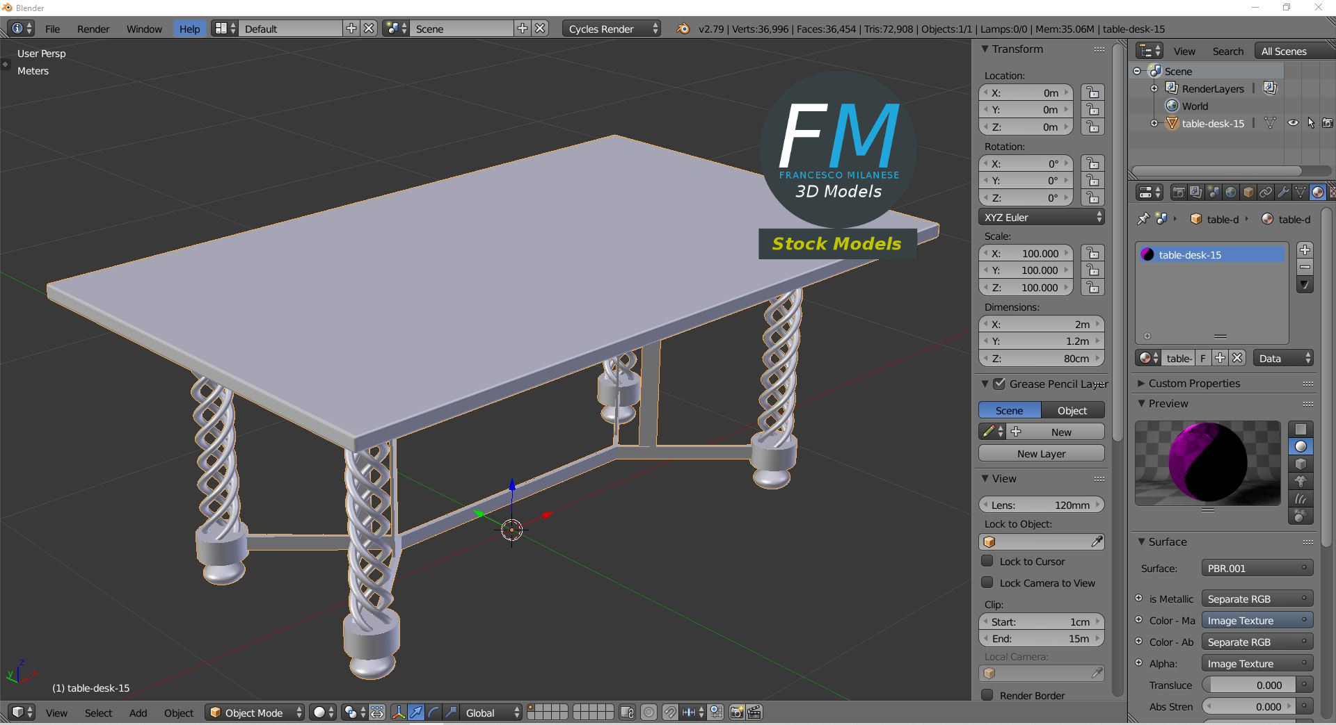 3D-Modell - Tisch Schreibtisch mit Geflochtenen Beinen - 09