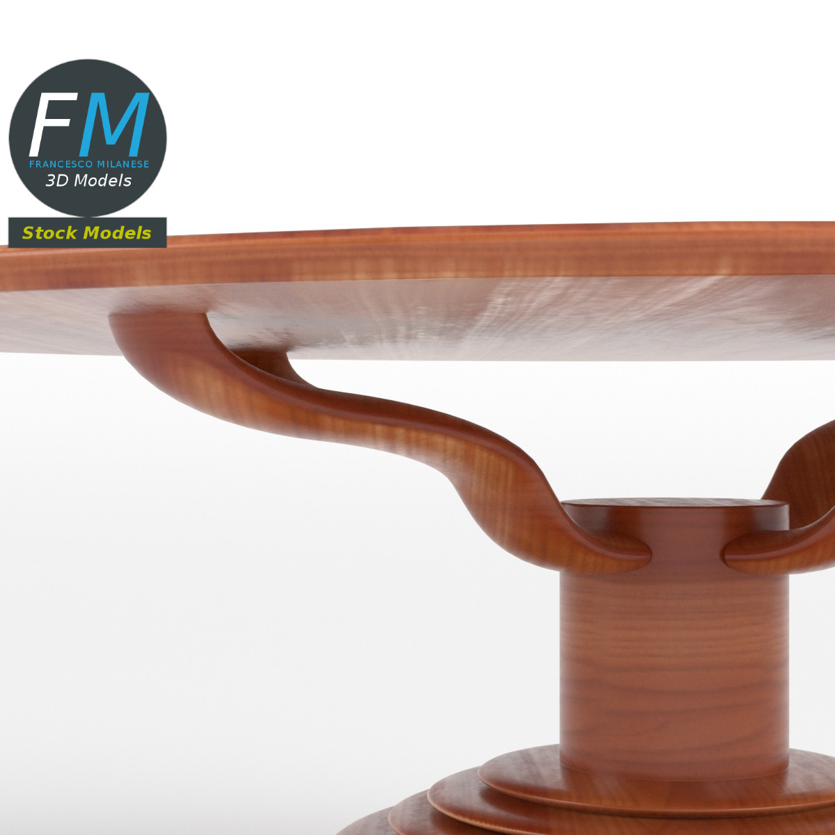 3D-Modell - Runder Holztisch mit Säulenfuß - 04