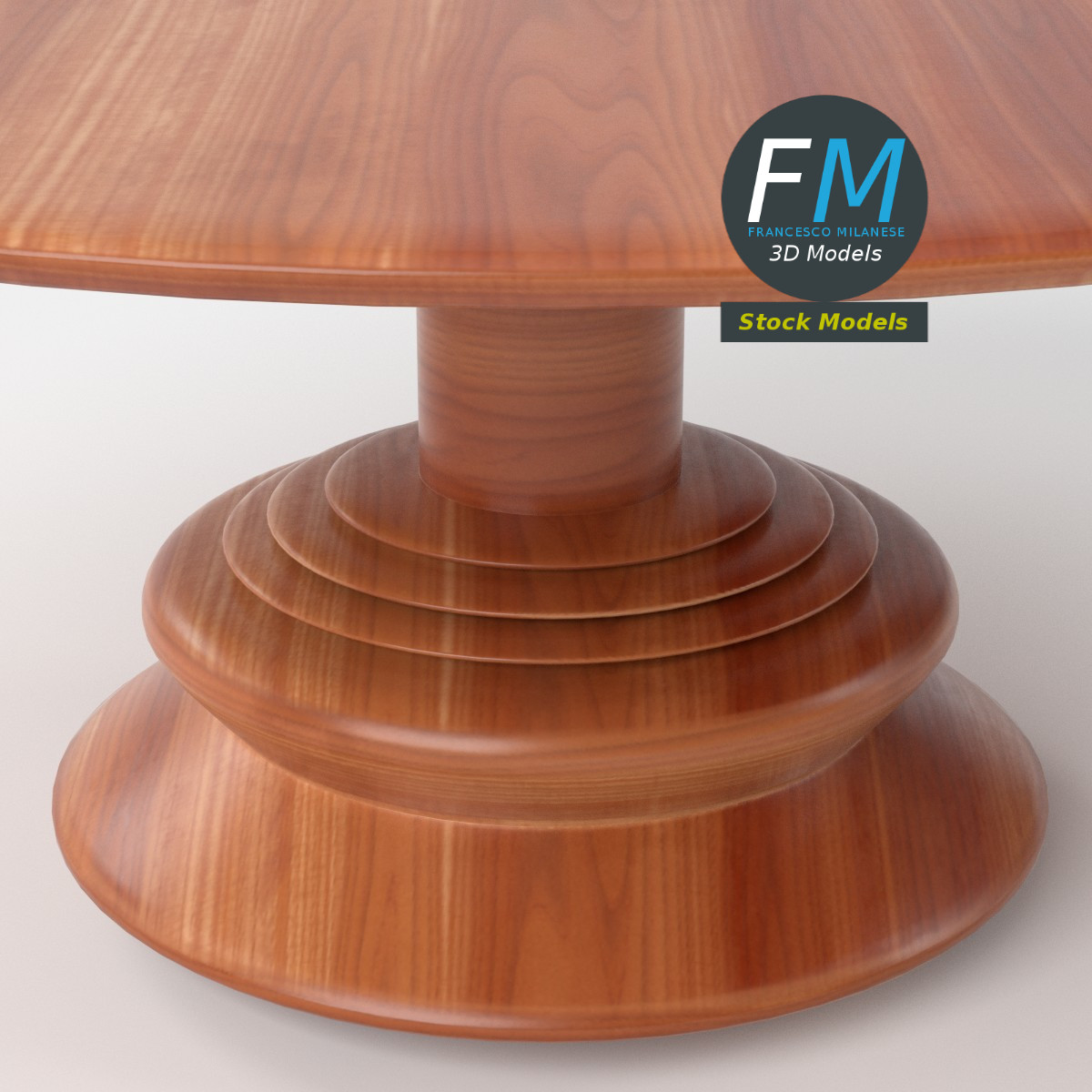 3D-Modell - Runder Holztisch mit Säulenfuß - 05