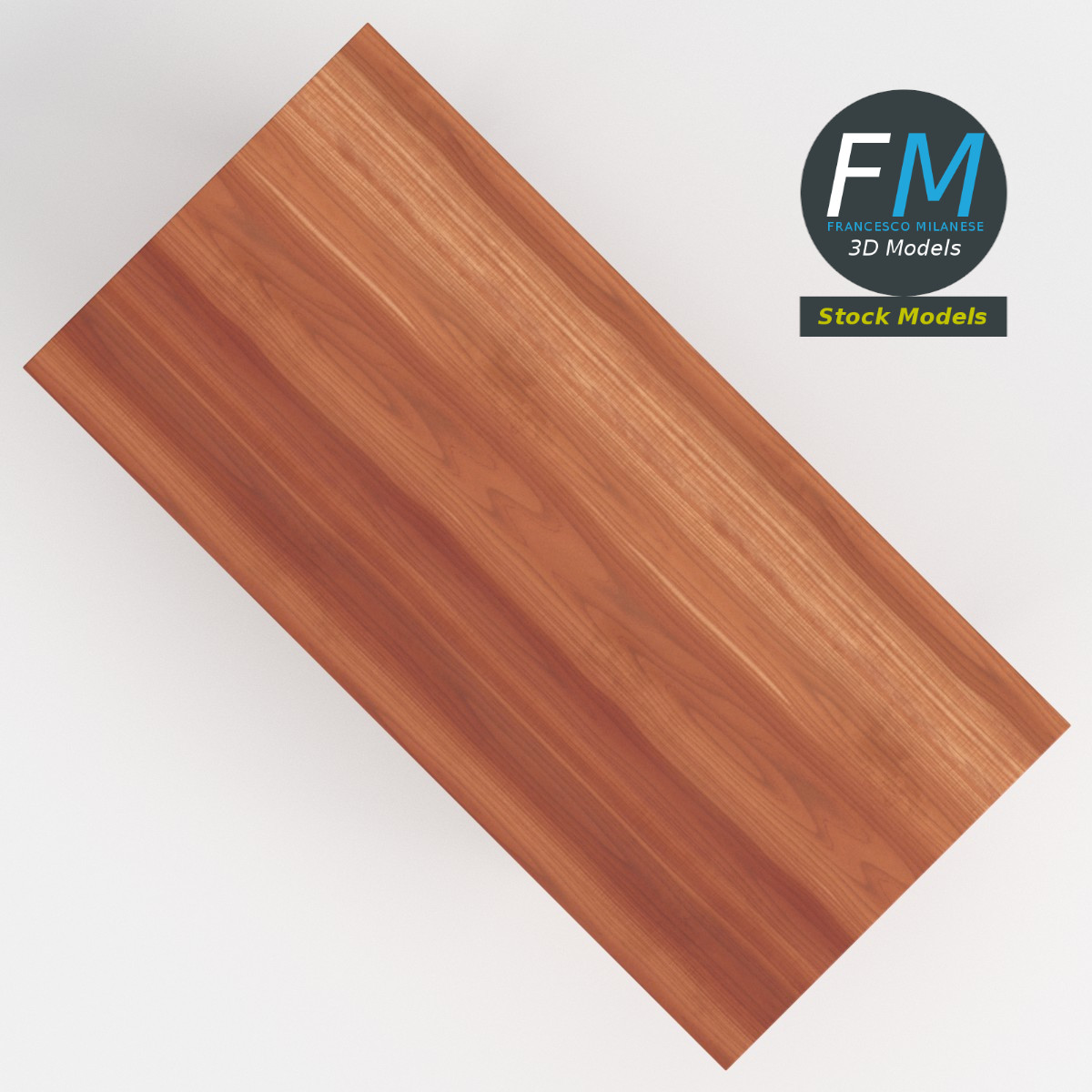 3D-Modell - Rechteckiger Holztisch - 06