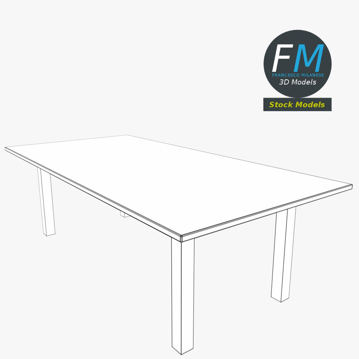 3D-Modell - Rechteckiger Holztisch - 07