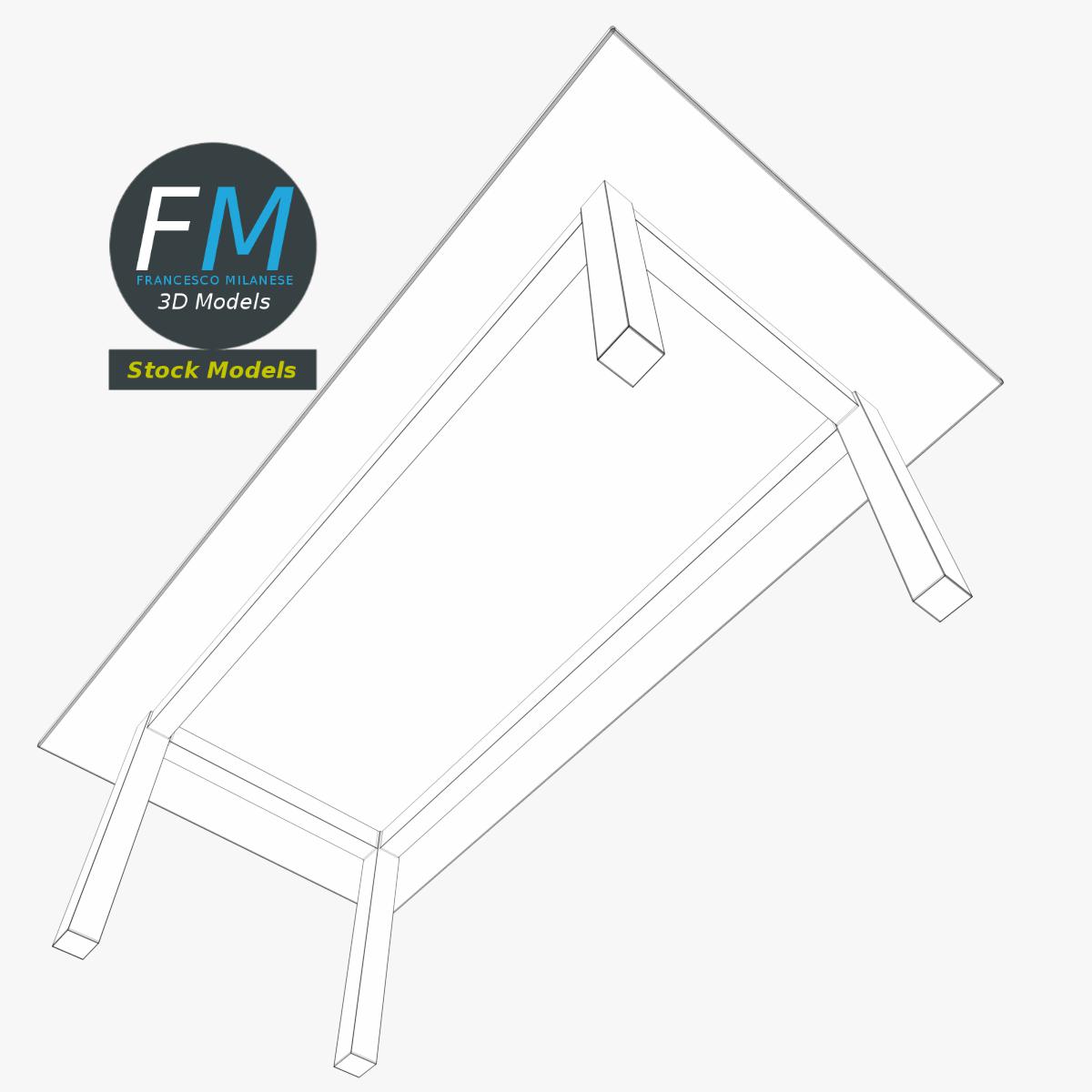 3D-Modell - Rechteckiger Holztisch - 08