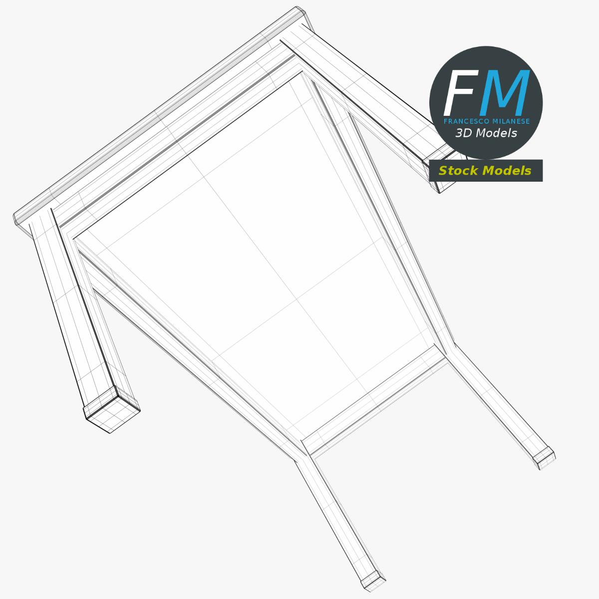 3D-Modell - Rechteckiger Holztisch mit Rahmen - 08