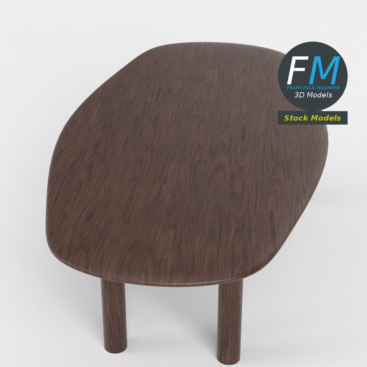 3D-Modell - Organisch Geformter Holztisch - 02