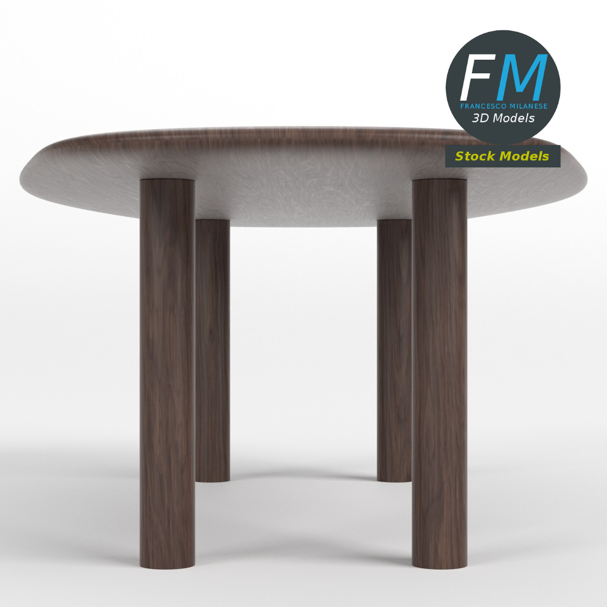 3D-Modell - Organisch Geformter Holztisch - 03