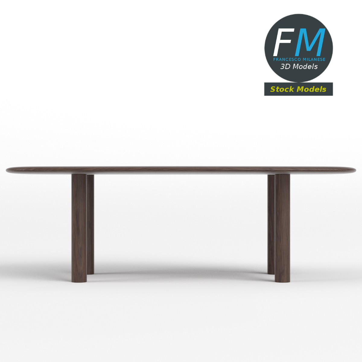 3D-Modell - Organisch Geformter Holztisch - 04
