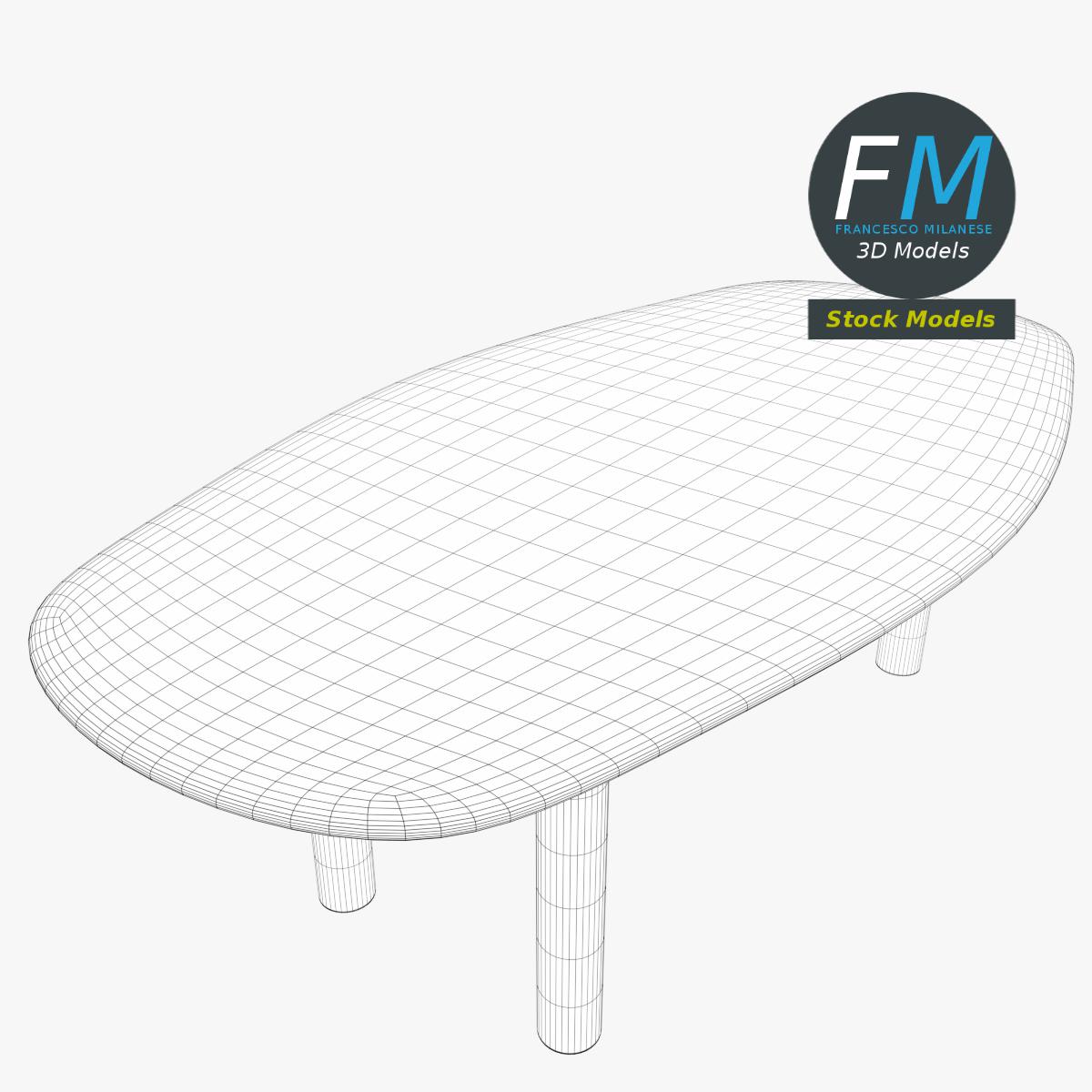 3D-Modell - Organisch Geformter Holztisch - 07