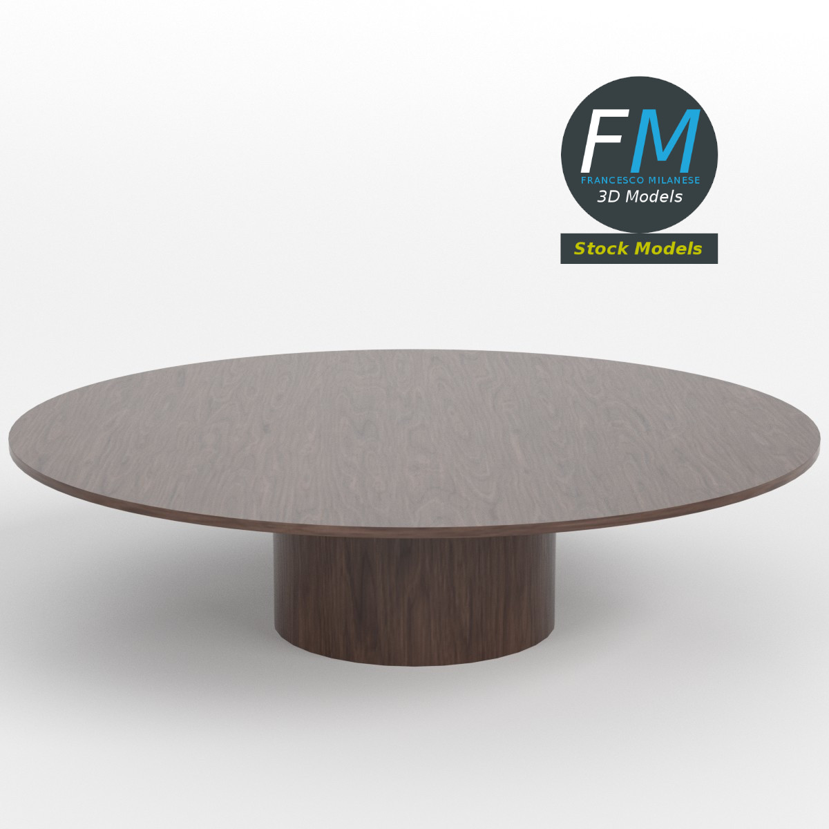 3D-Modell - Runder Holztisch mit Säulenfuß - 01