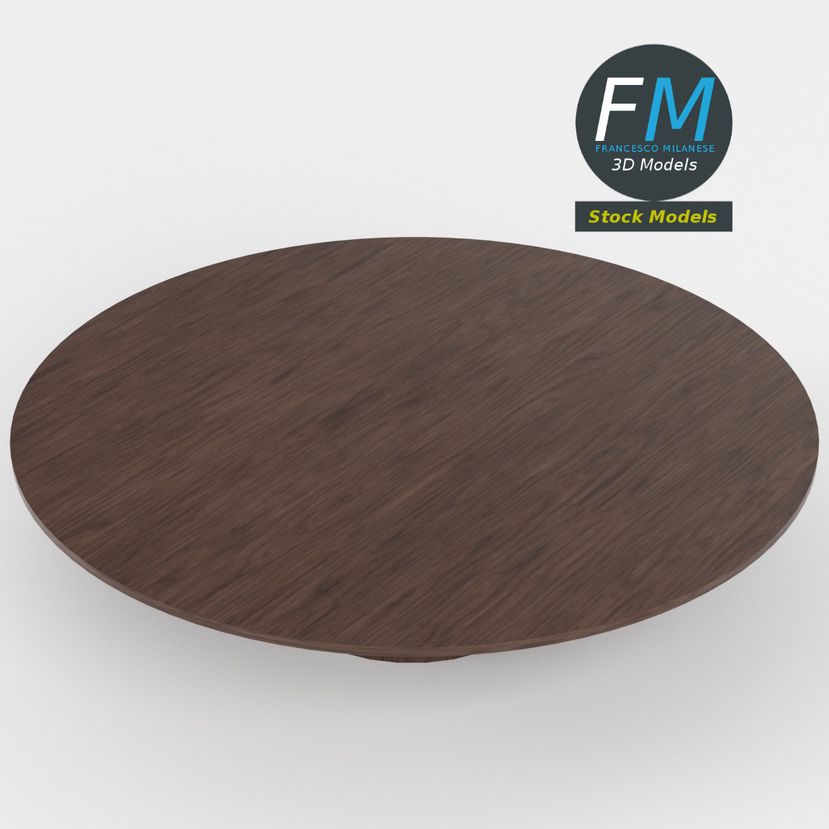 3D-Modell - Runder Holztisch mit Säulenfuß - 02
