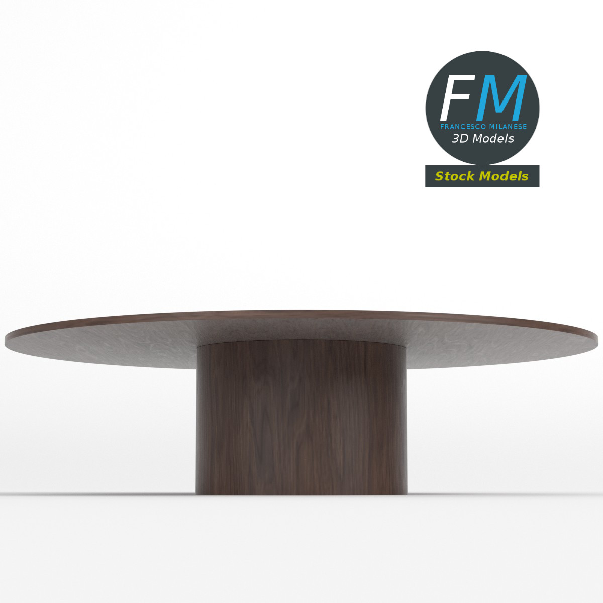 3D-Modell - Runder Holztisch mit Säulenfuß - 03