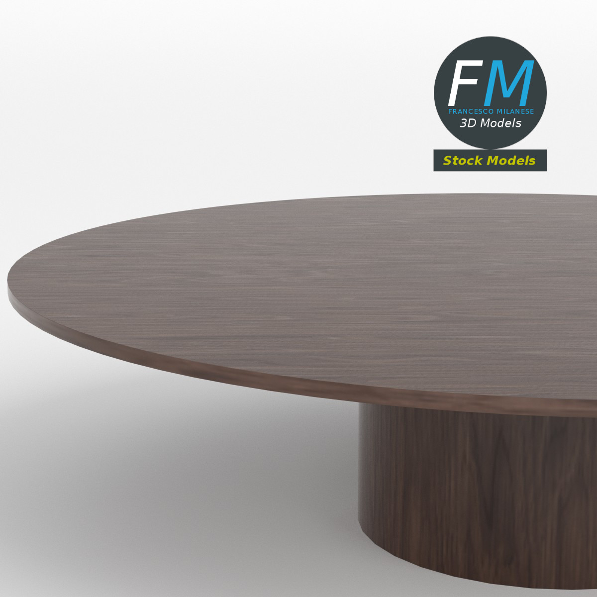 3D-Modell - Runder Holztisch mit Säulenfuß - 04