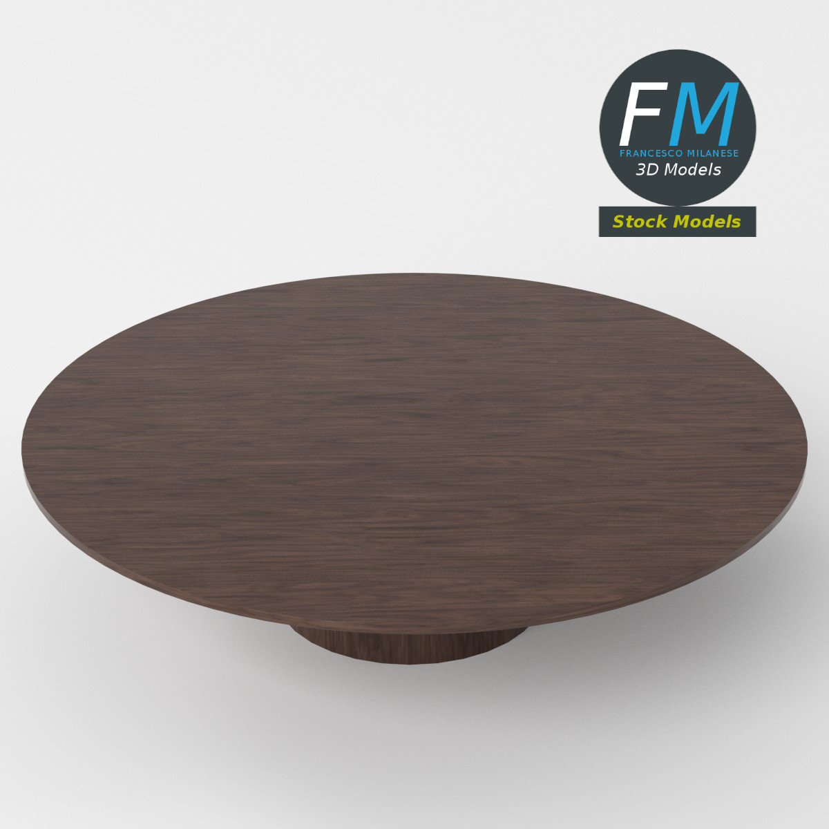 3D-Modell - Runder Holztisch mit Säulenfuß - 05