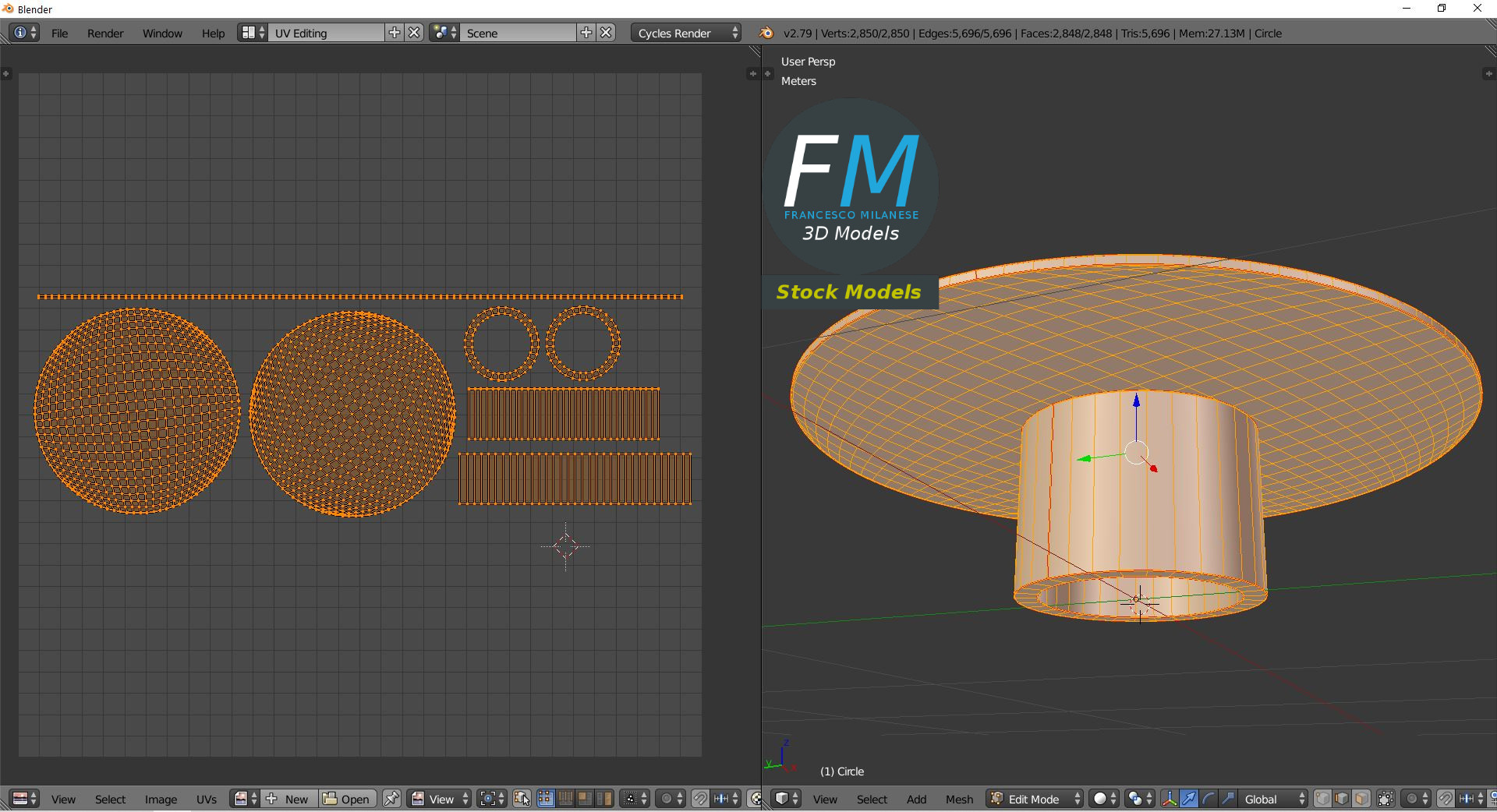 3D-Modell - Runder Holztisch mit Säulenfuß - 10