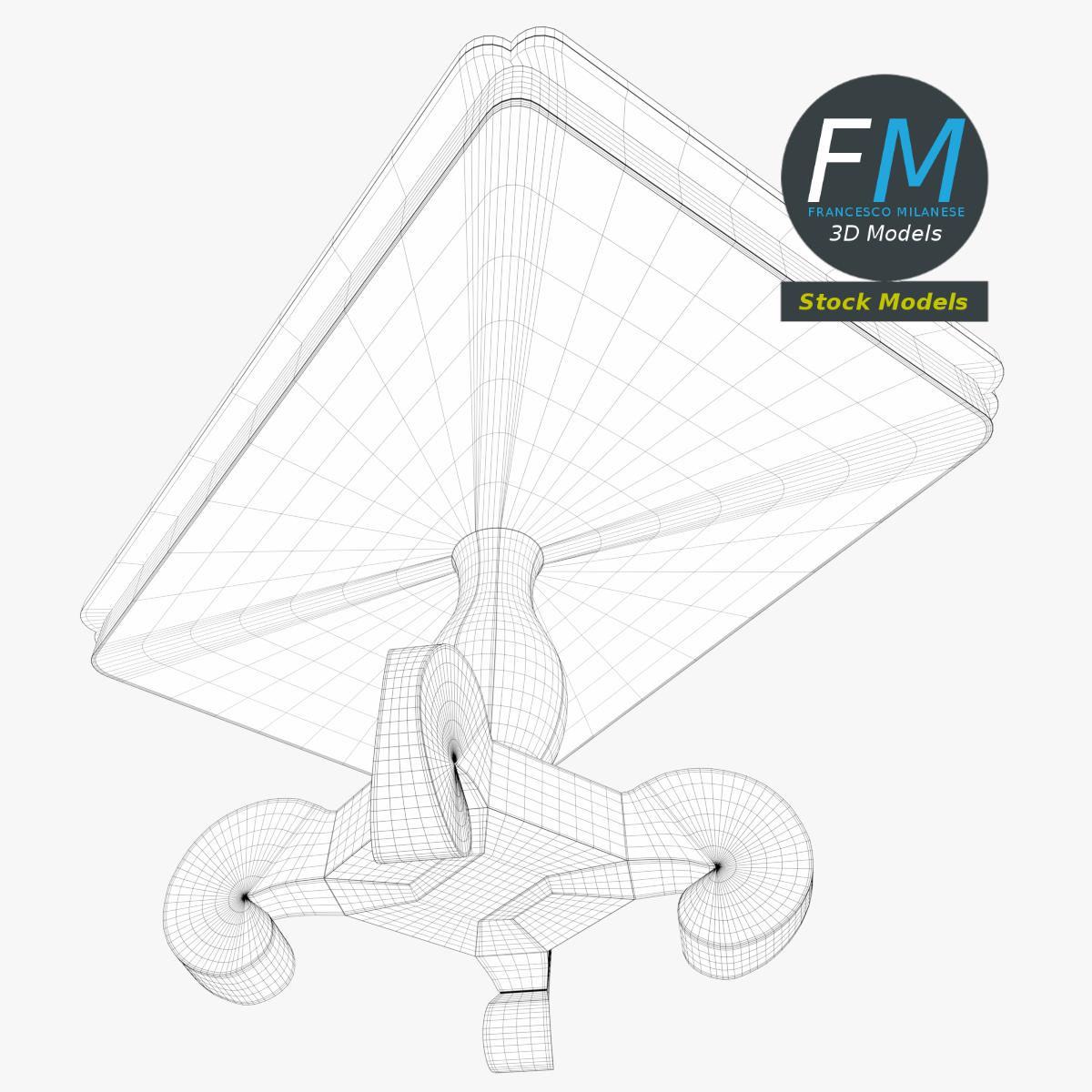 3D-Modell - Quadratischer Holztisch mit Säulenfuß - 08