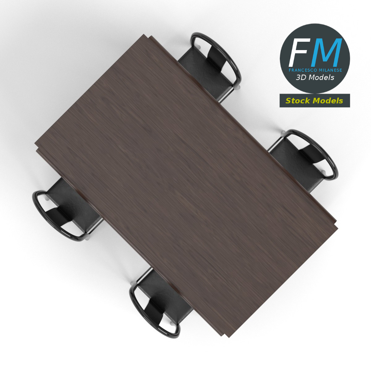 3D-Modell - Esstisch mit Vier Stühlen - 06
