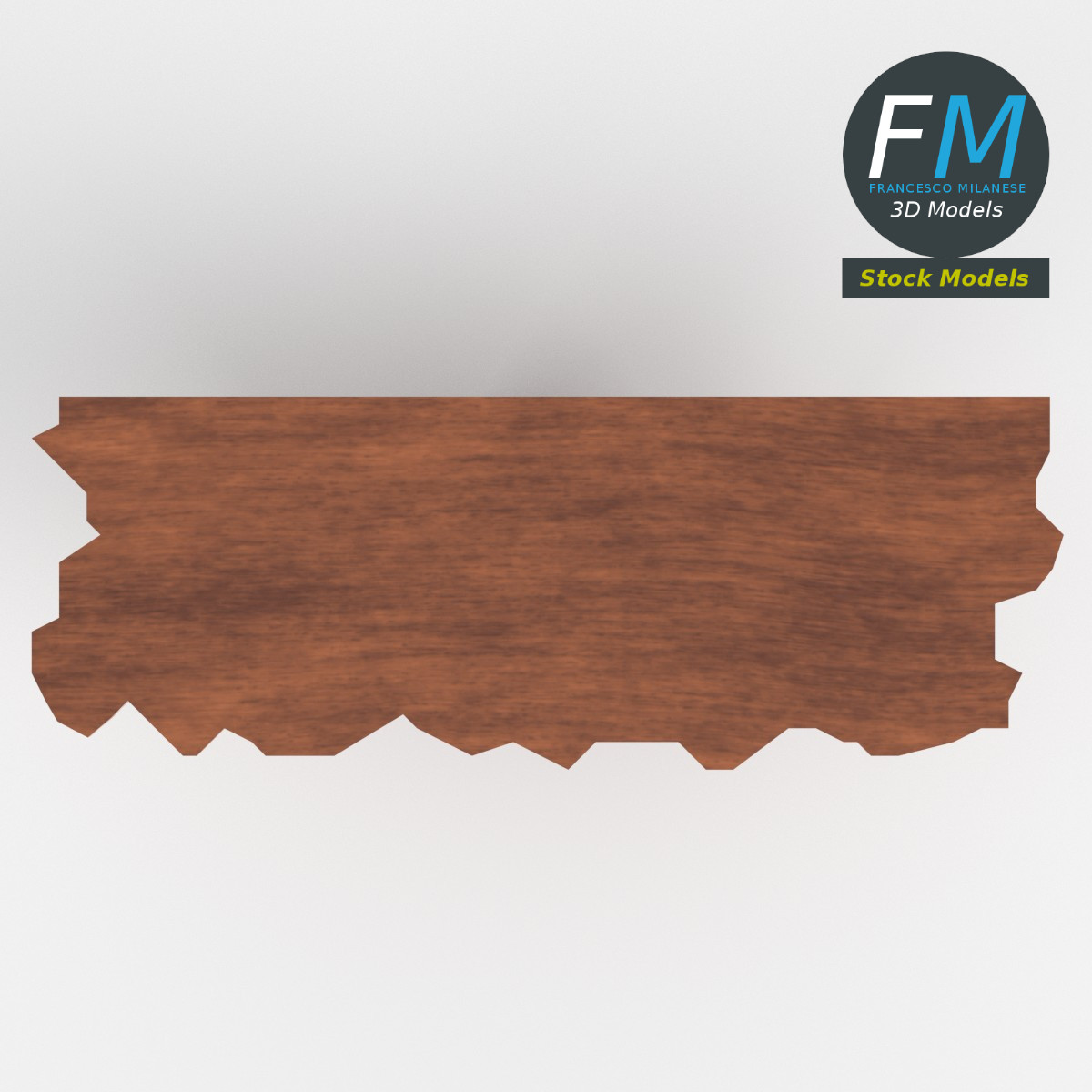 3D-Modell - Unregelmäßiger Holztisch mit Säulenbasis - 06