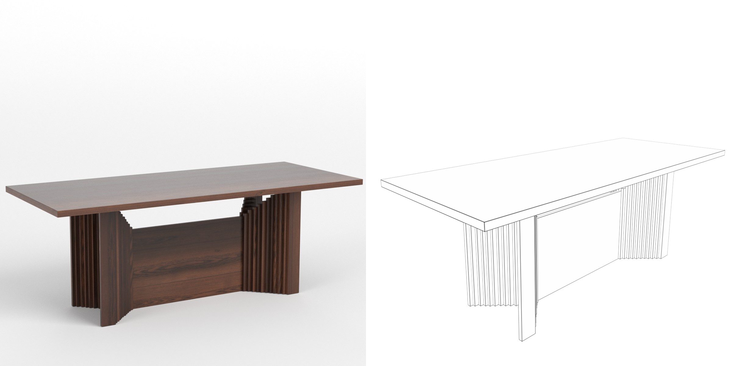 3D-Modell - Holztisch