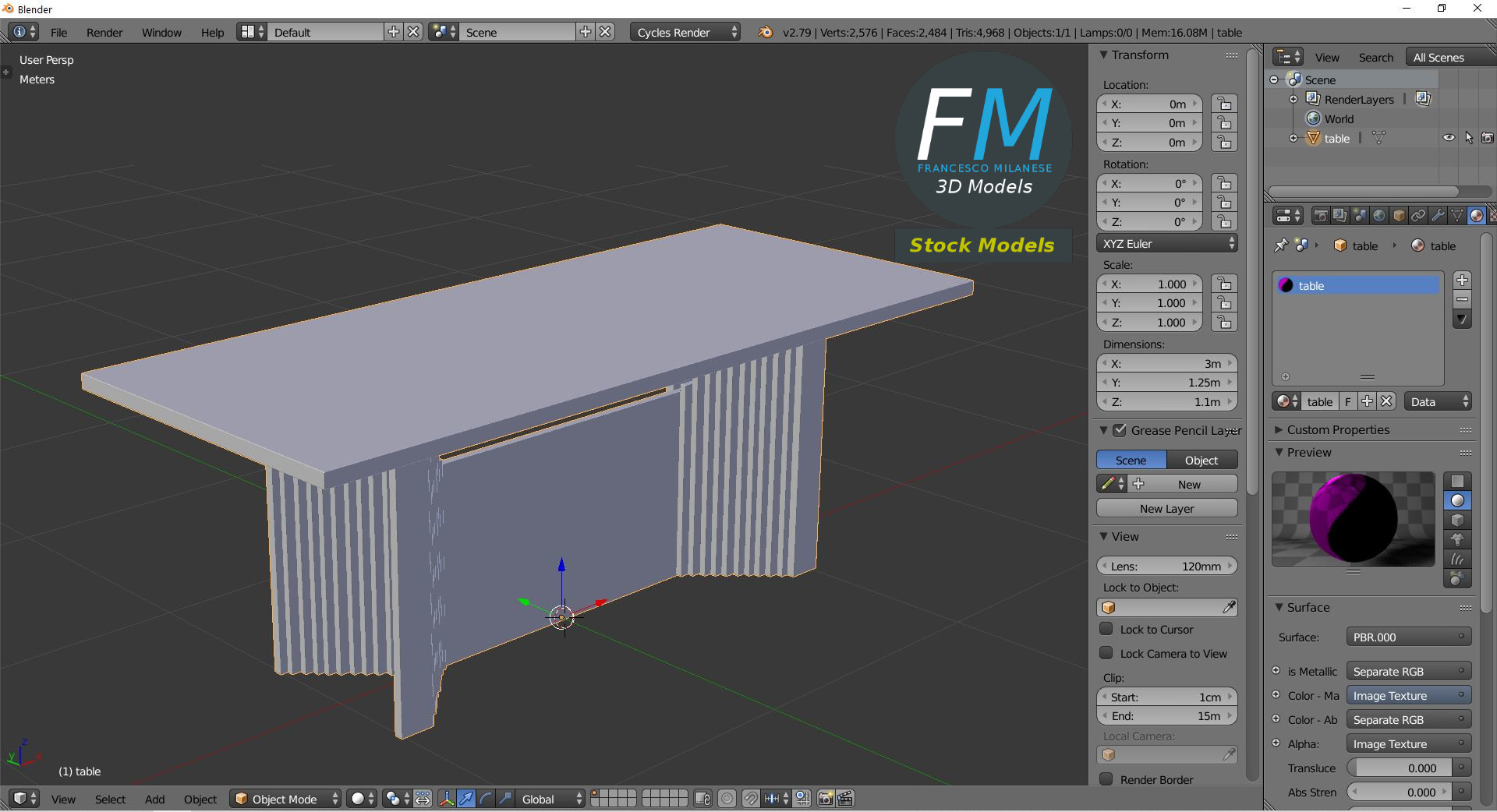 3D-Modell - Holztisch - 09