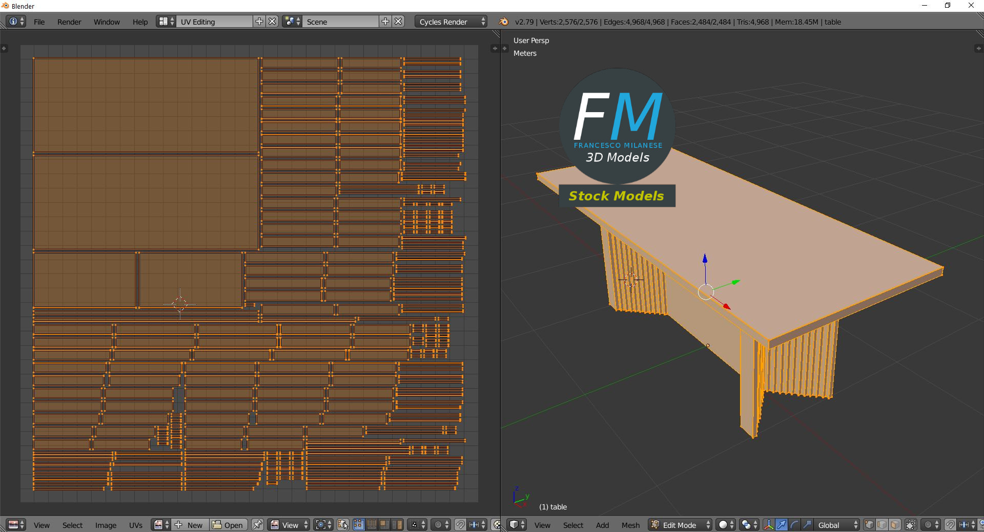 3D-Modell - Holztisch - 10