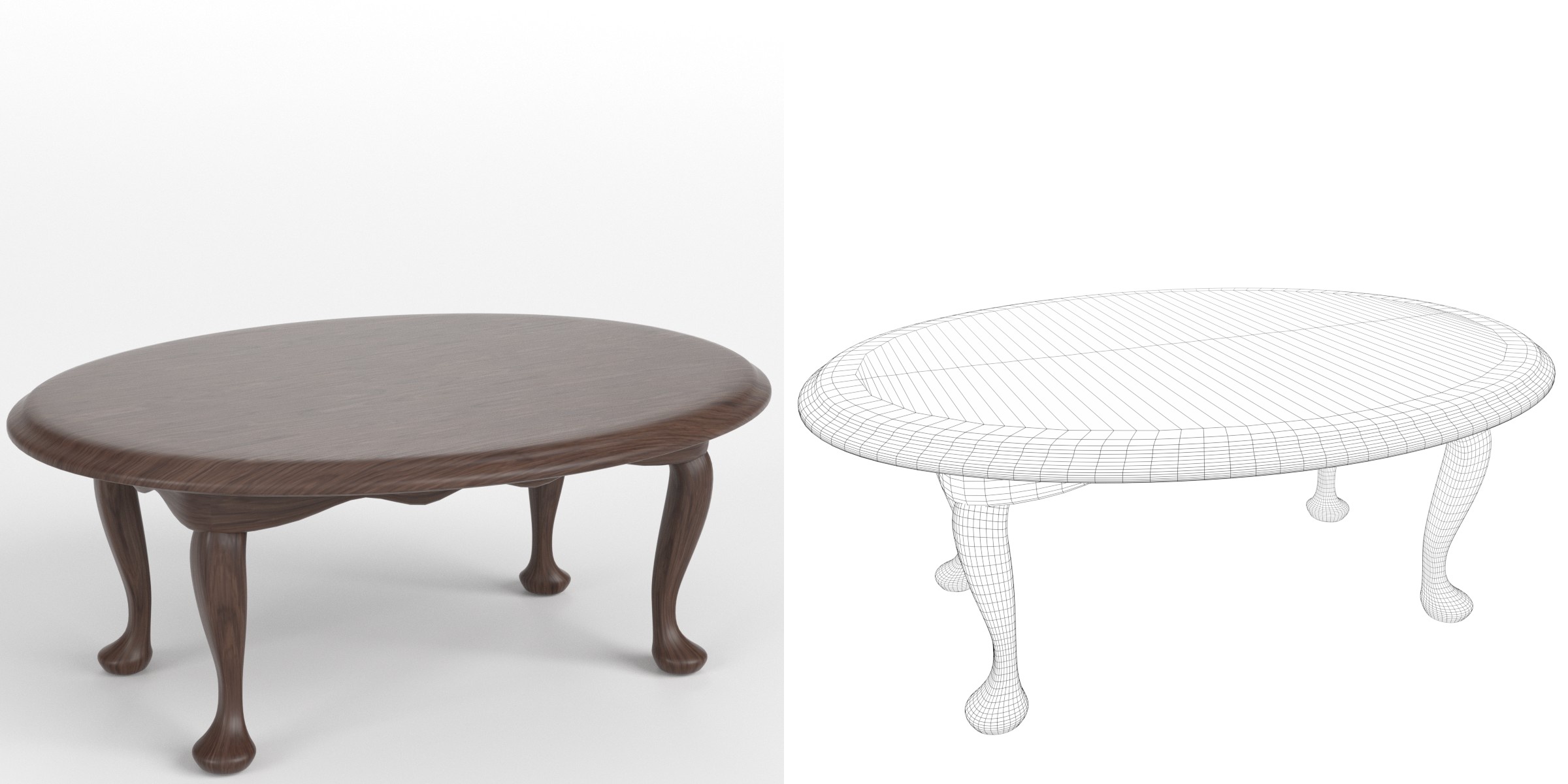 3D-Modell - Ovaler Holztisch