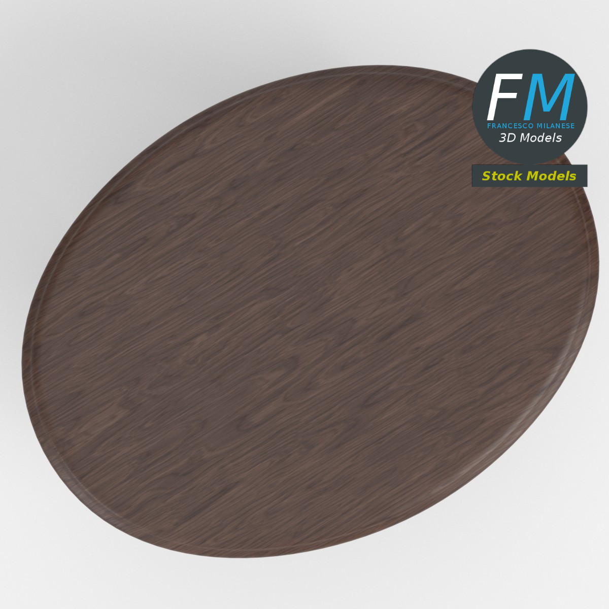 3D-Modell - Ovaler Holztisch - 06