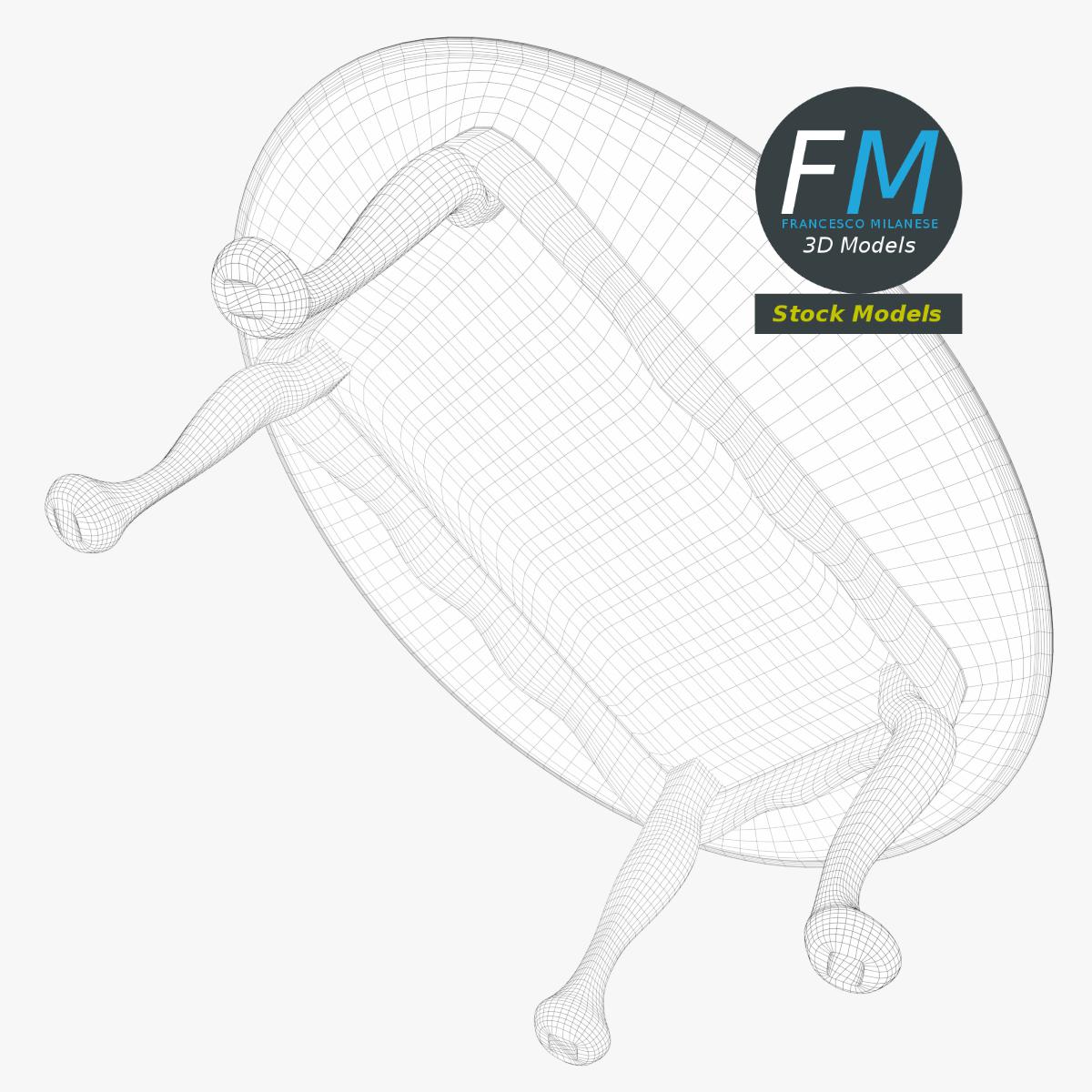 3D-Modell - Ovaler Holztisch - 08