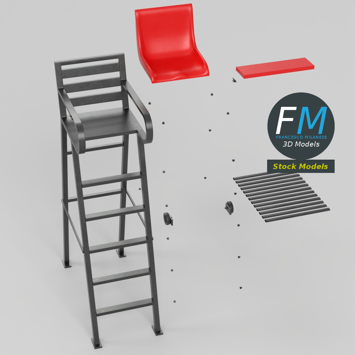 3D Model - Tennis Umpire Chair - 02