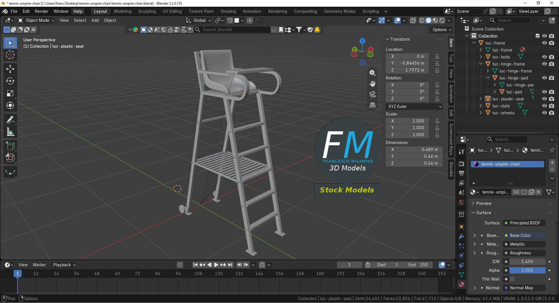 3D Model - Tennis Umpire Chair - 09