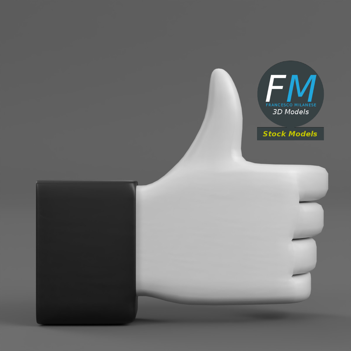 3D-Modell - Daumen-Hoch-Symbol - 03