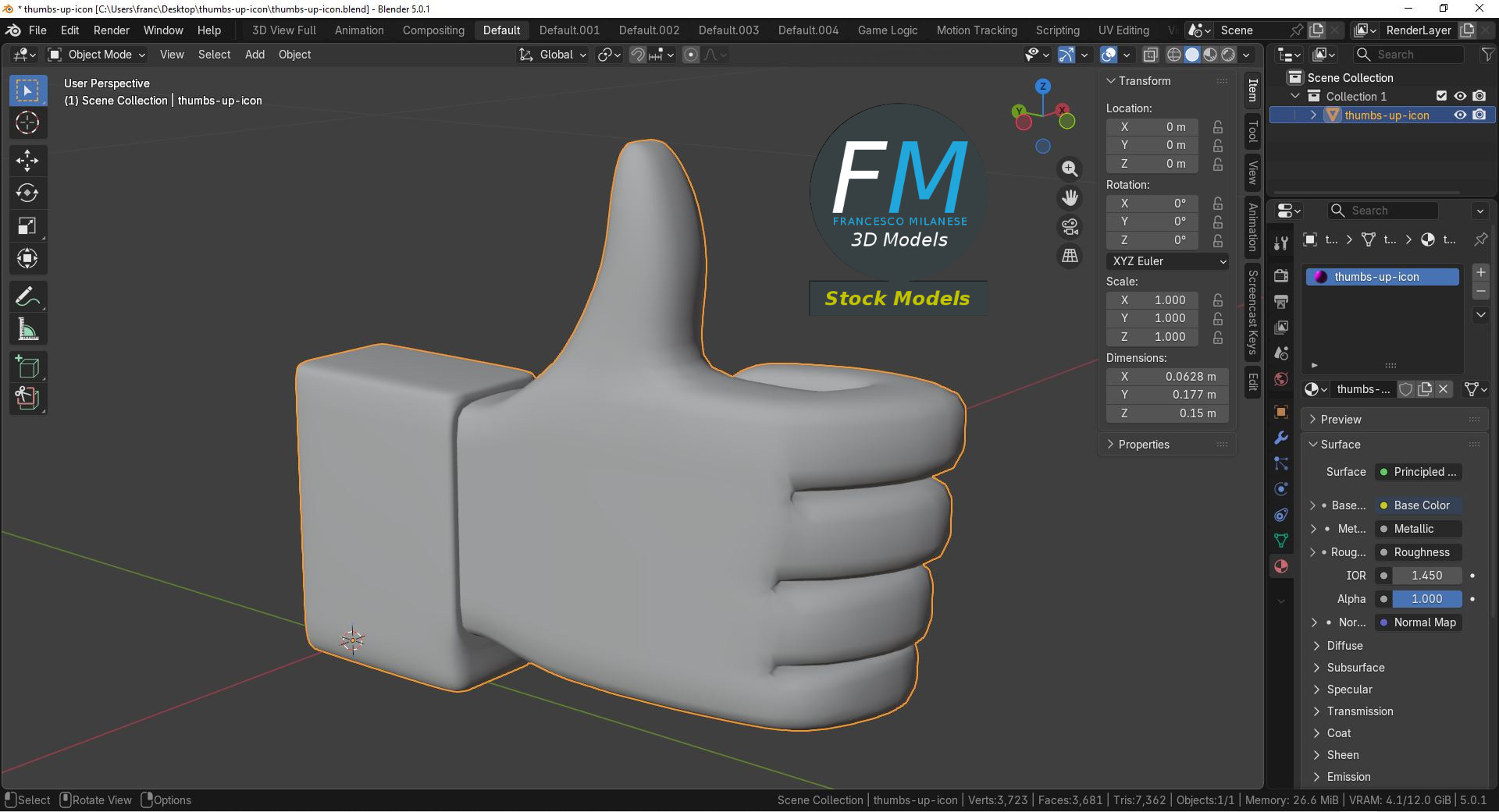 3D-Modell - Daumen-Hoch-Symbol - 09
