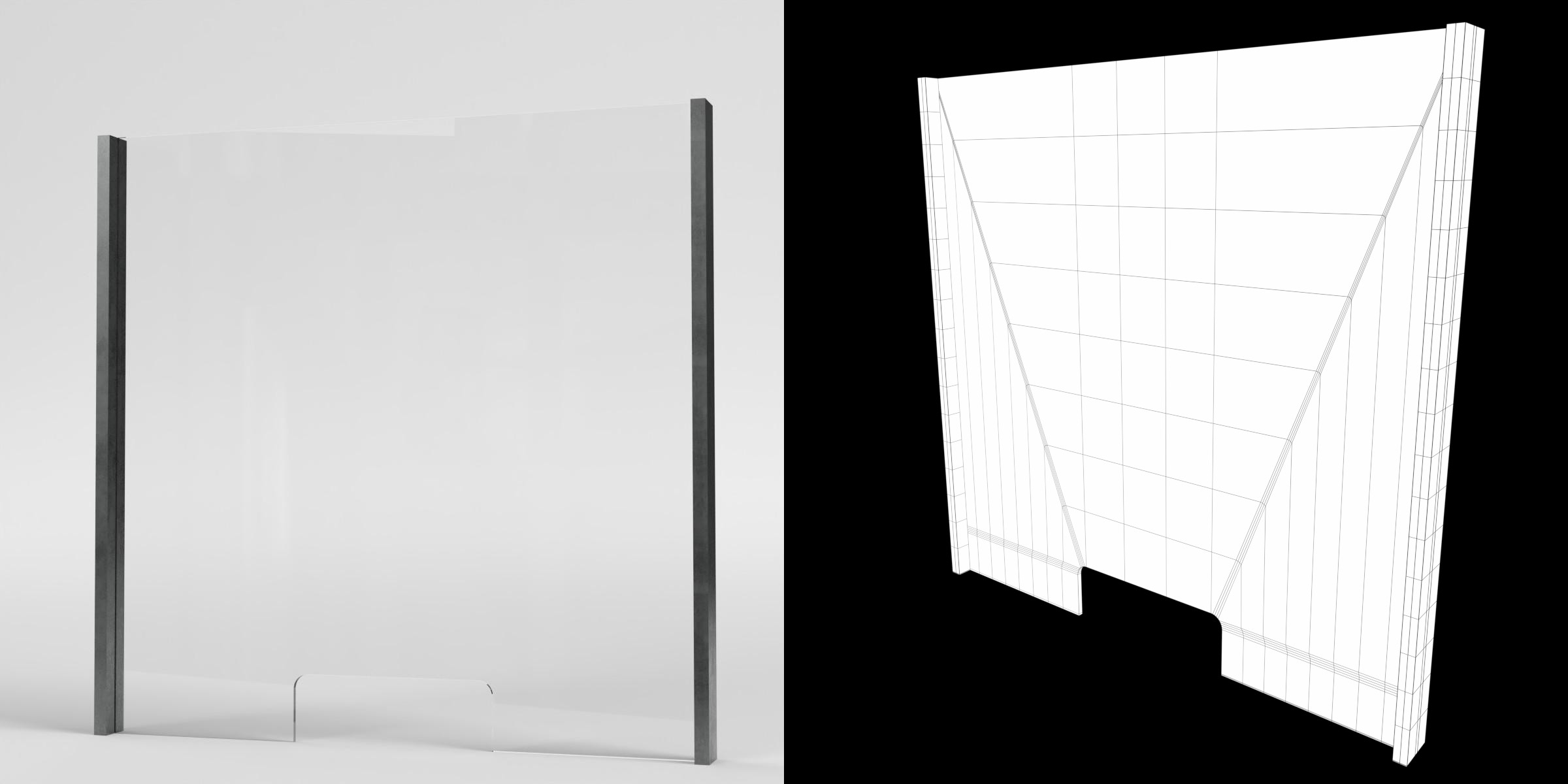 3D-Modell - Transparente Schutzscheibe