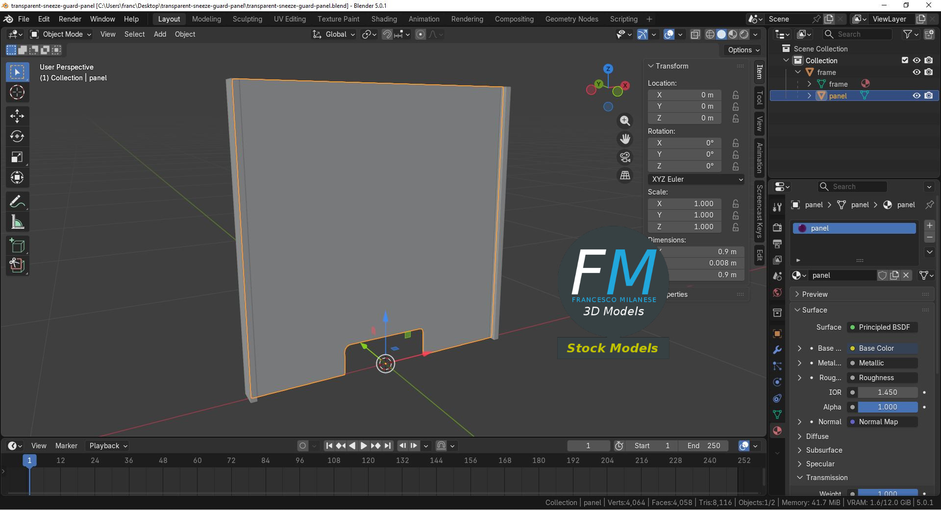 3D-Modell - Transparente Schutzscheibe - 09