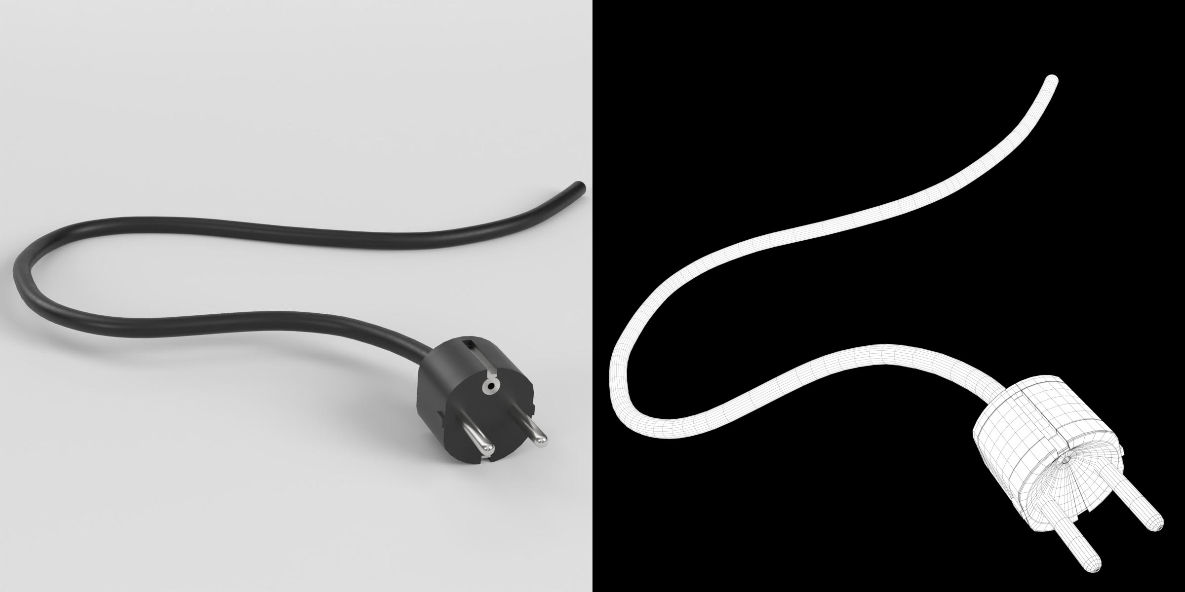 3D-Modell - Typ-F-Netzstecker