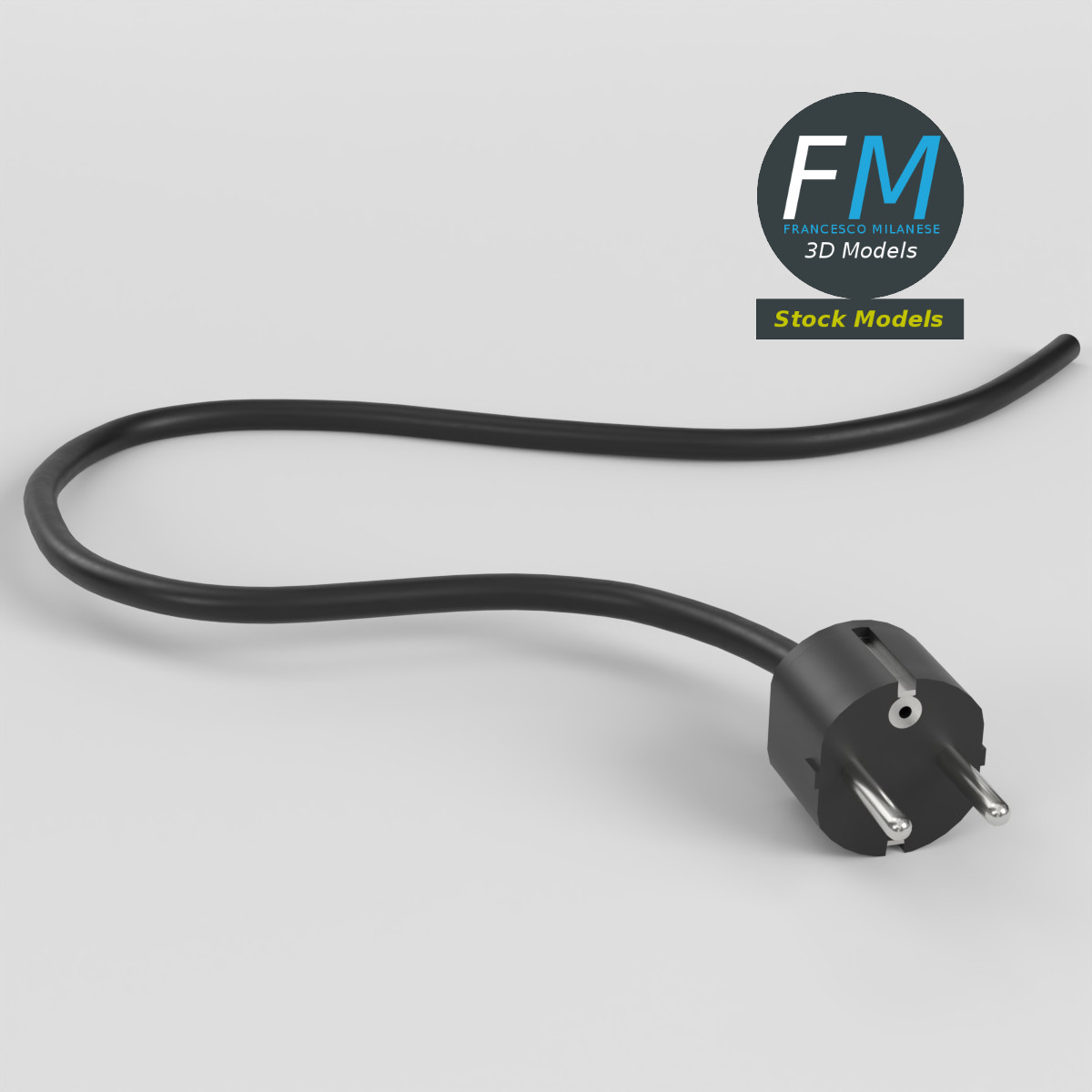 3D-Modell - Typ-F-Netzstecker - 01