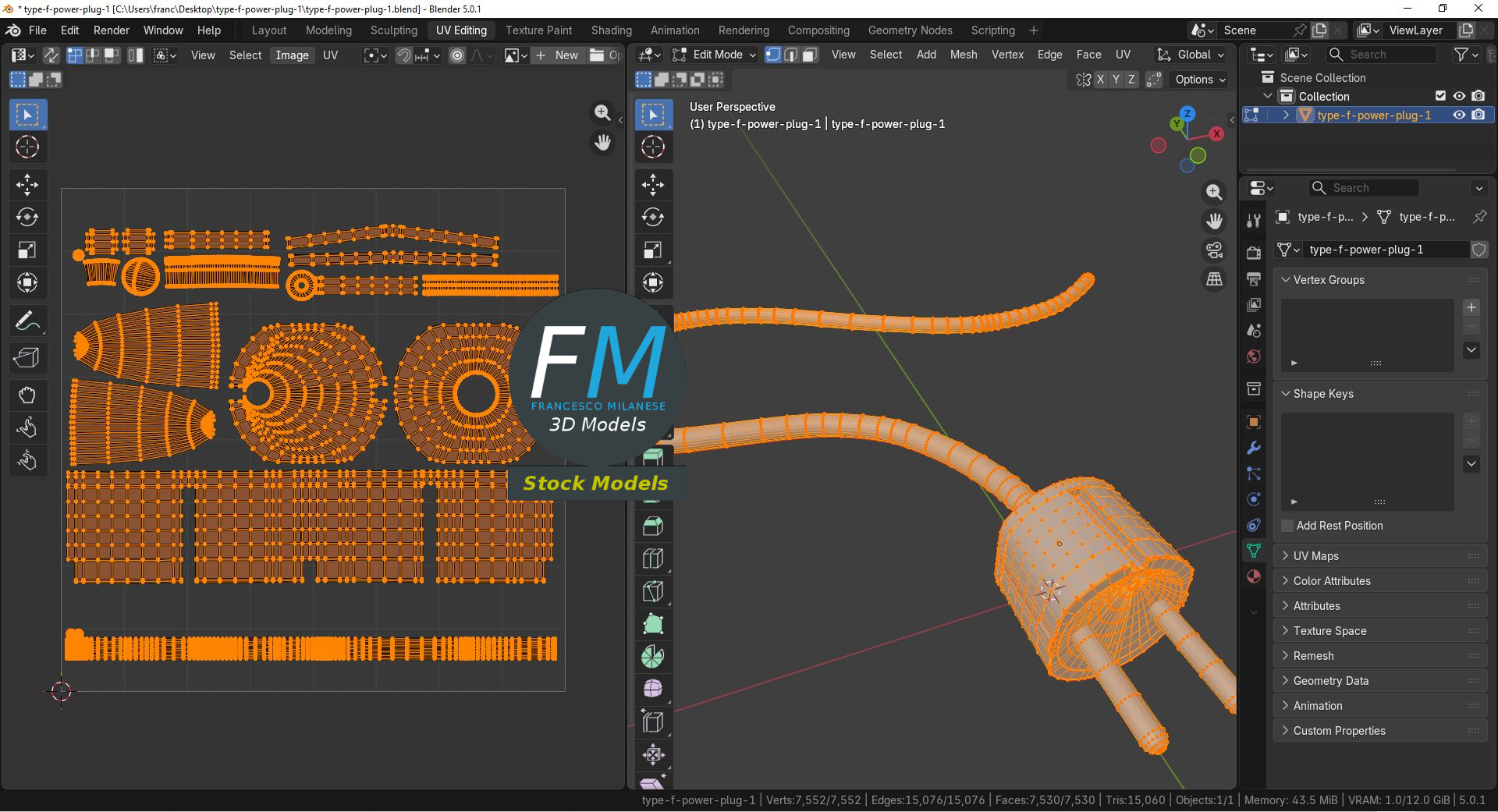 3D-Modell - Typ-F-Netzstecker - 10