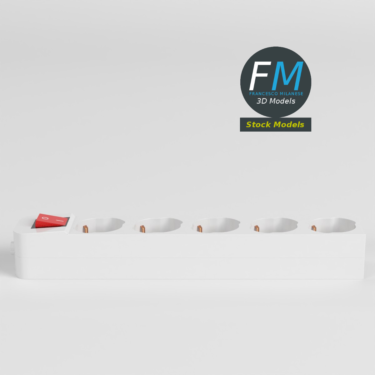 3D-Modell - Typ-F-Steckdosenleiste - 03