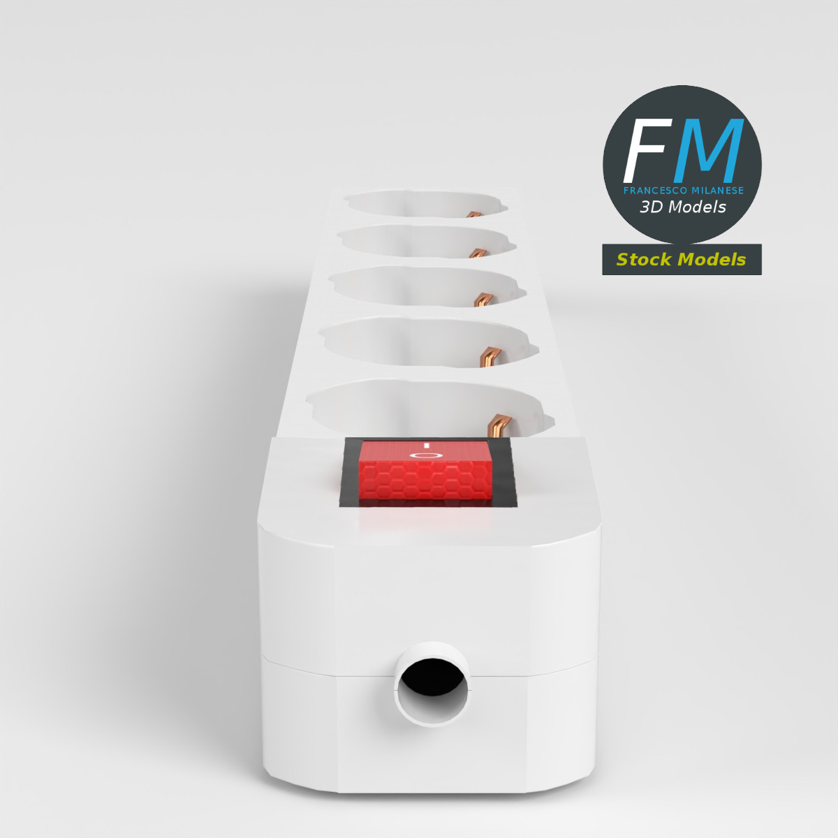 3D-Modell - Typ-F-Steckdosenleiste - 04