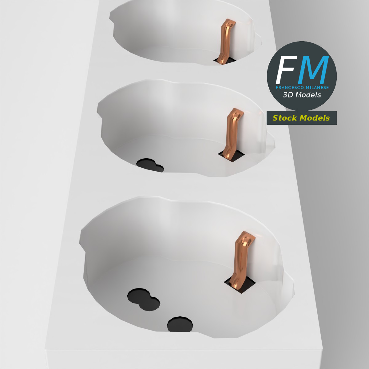 3D-Modell - Typ-F-Steckdosenleiste - 05