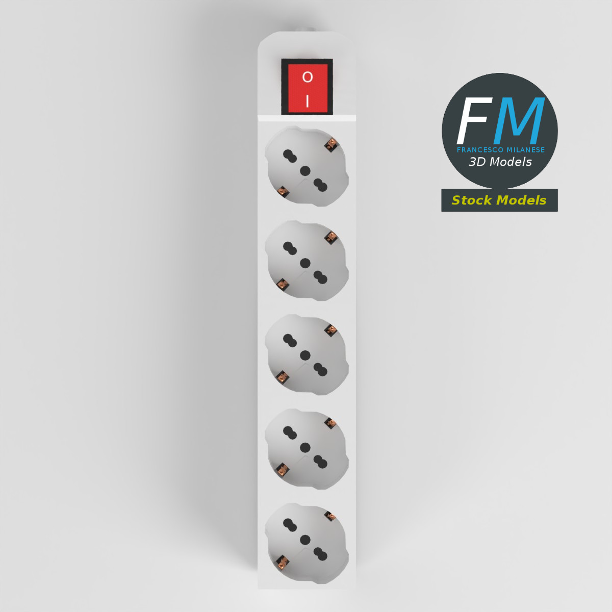 3D-Modell - Typ-F-Steckdosenleiste - 06