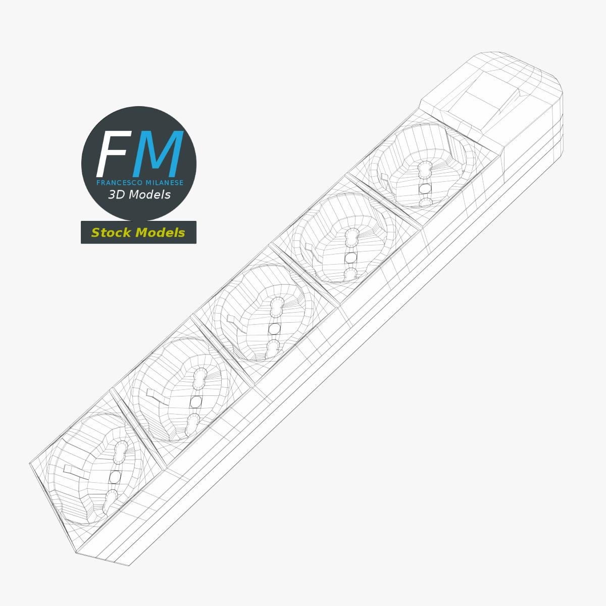 3D-Modell - Typ-F-Steckdosenleiste - 07